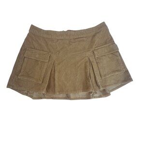 Wild Fable Corduroy Mini Skirt W/ Pockets & Pleats Tan Womens Size XXL